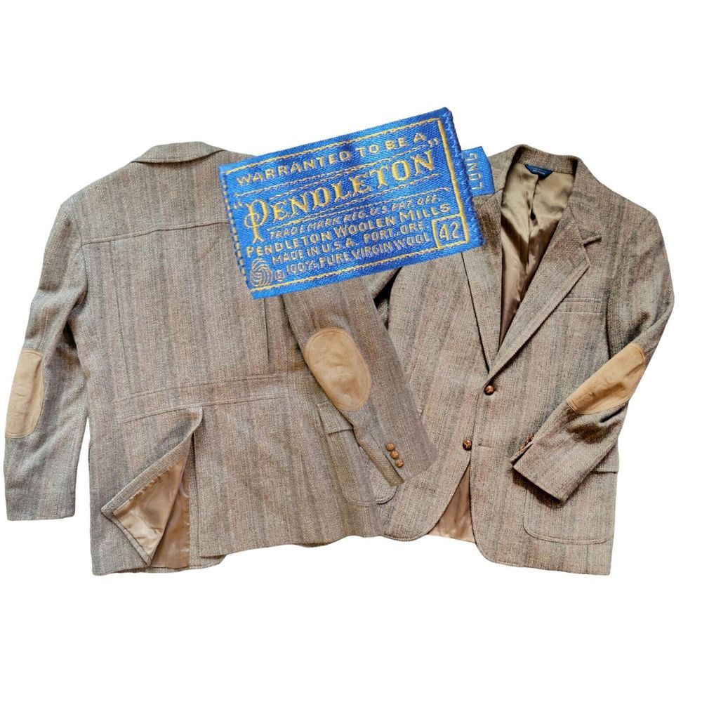 Men's Vintage 60s Pendleton Thick Striped Sport Coat 42L